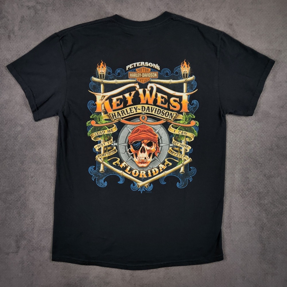 Harley Davidson Shirt Mens Medium‎ Black Key West Florida Pirate Skull 2025 Tee